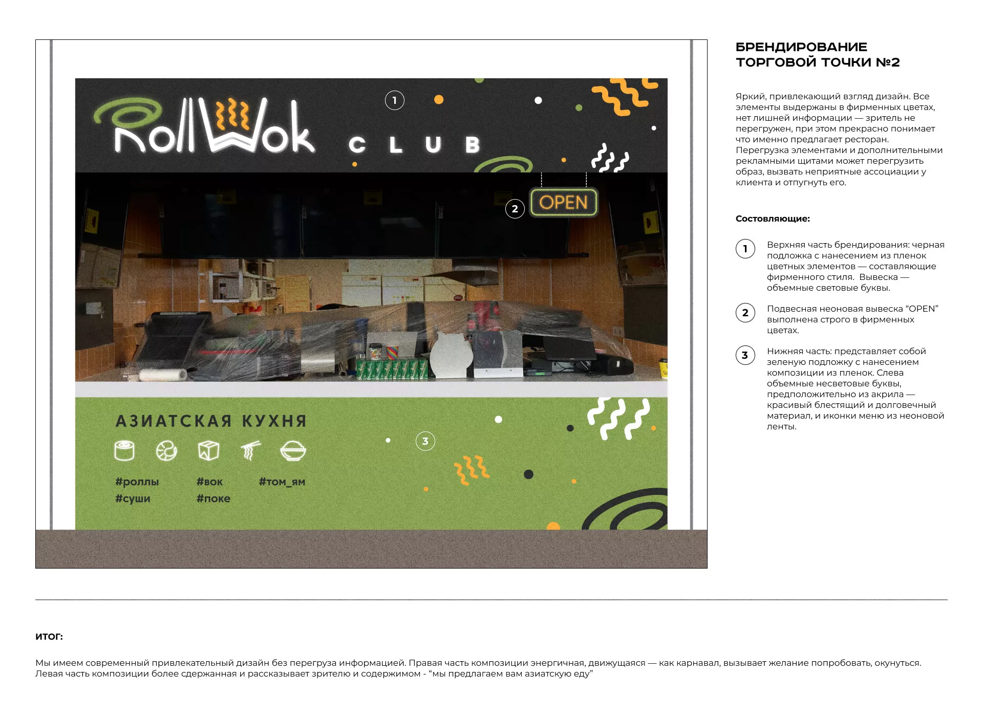 Брендирование торговых точек суши-бара «Roll Wok Club» в Бирске
