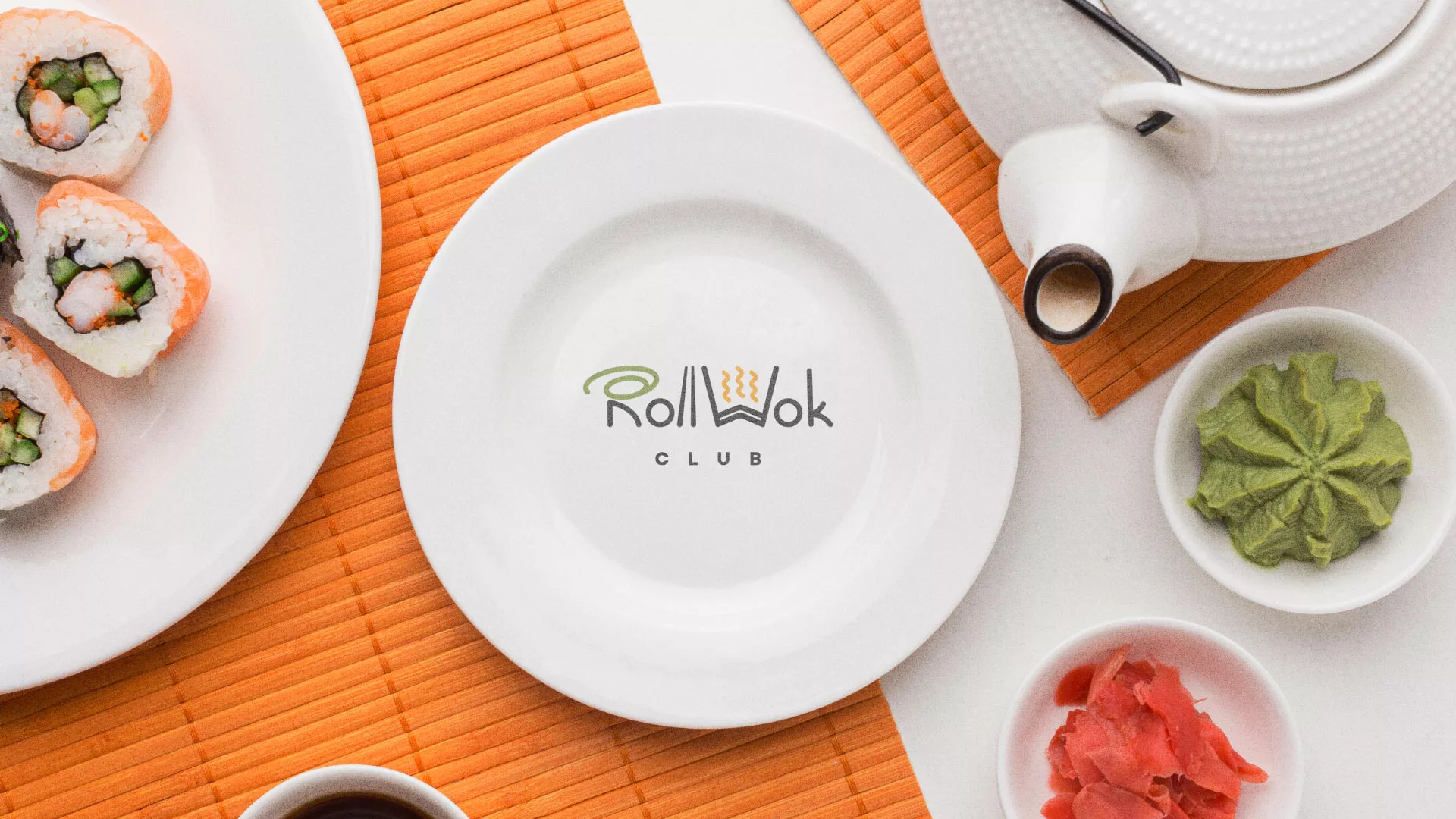Разработка логотипа и фирменного стиля в Бирске для суши-бара «Roll Wok Club»